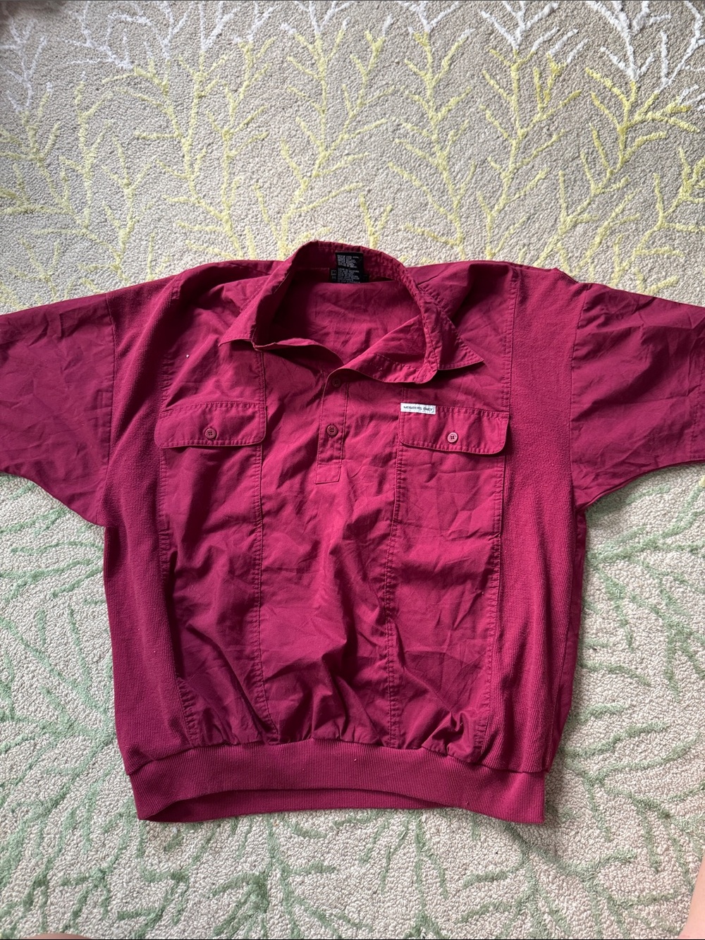 Vintage 1980s members only maroon button down ripped shirt XL